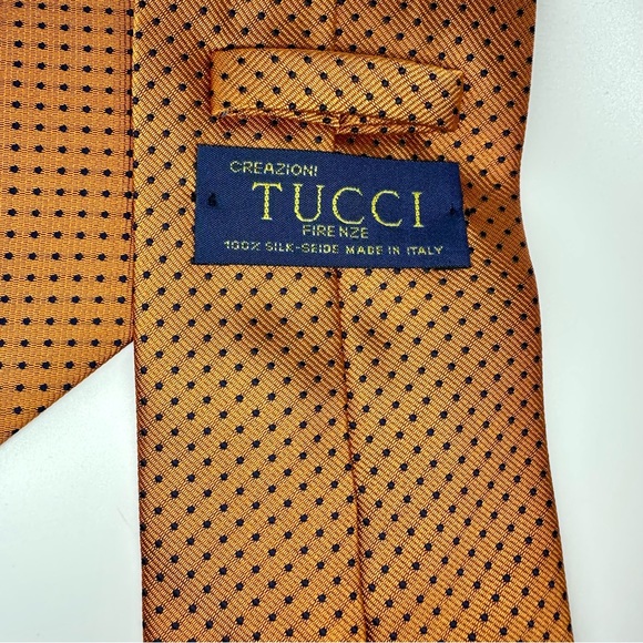 🥂SOLD🥂Untipped Creazoni TUCCI Firenze Modern Classic Silk Dotted Tie, 3.75” - Picture 2 of 6